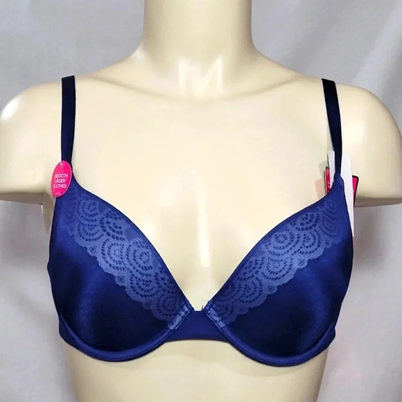 36B Lily of France 2175300 Smooth & Sleek Push Up Underwire Bra Navy NWT - Picture 2 of 7